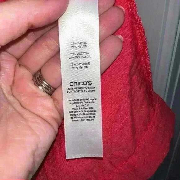 Chicos Coral/Red Open Front Lightweight Top Size 2 (Medium) - Picture 4 of 4